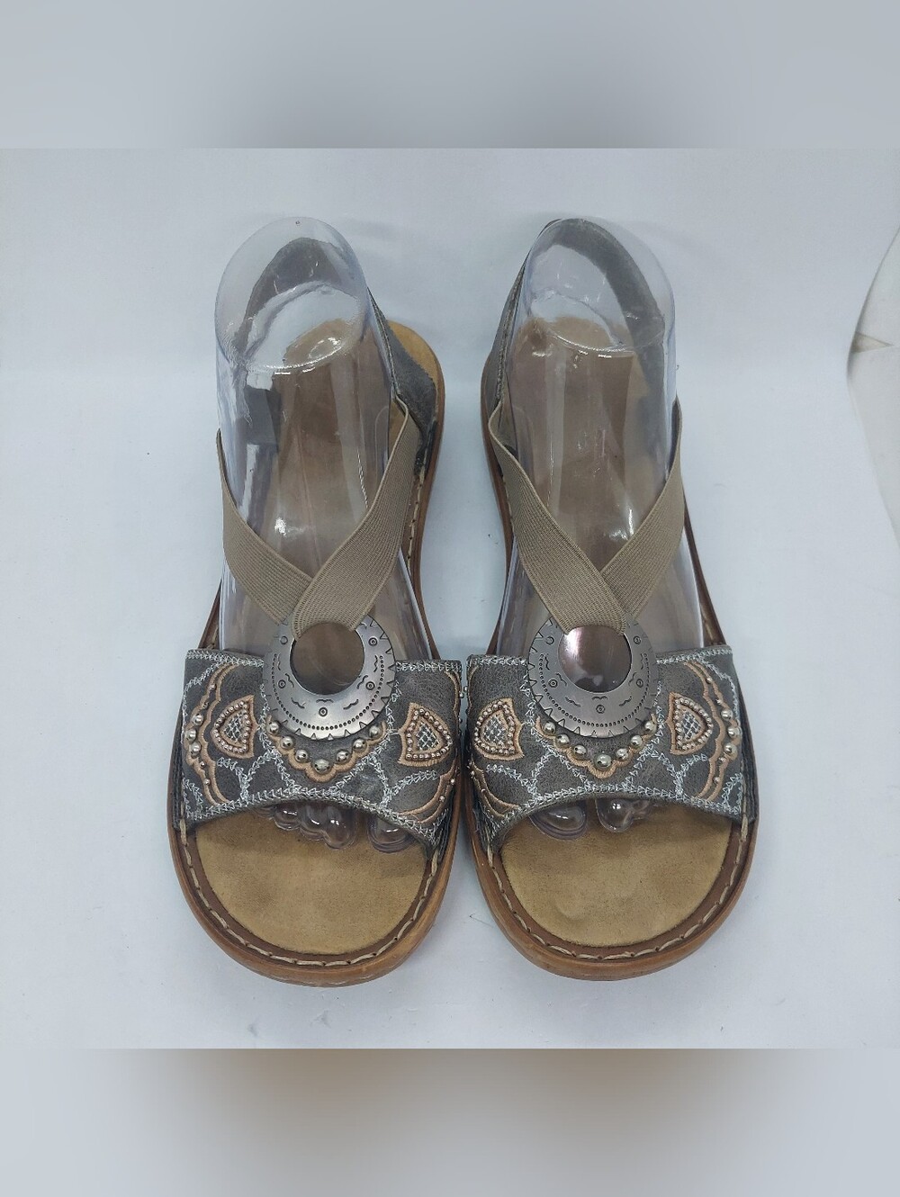 Rieker Regina Sandals Embellished Slingback Gray Womens Sz 41 US 9 Comfort Shoes